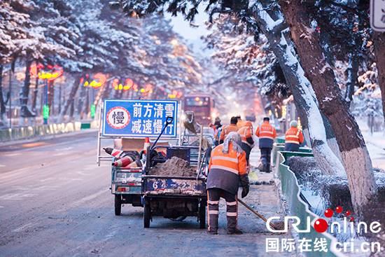 图片默认标题_fororder_5501.一组环卫工人在南湖大路上清雪作业。 吴庆年 摄影