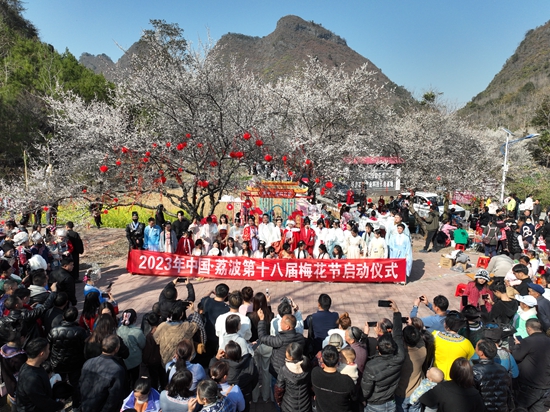 （供稿）万亩花开 踏“梅”迎春 贵州荔波第十八届梅花节开幕_fororder_启动仪式.JPG