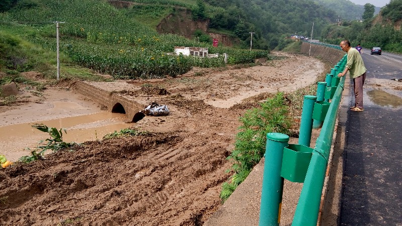 安塞暴雨引发山洪 十几辆车被卷入河道