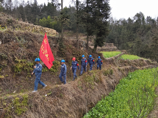 （供稿）贵州紫云供电局开展通道清理行动保春耕_fororder_青年突击队奔赴前线开展工作。