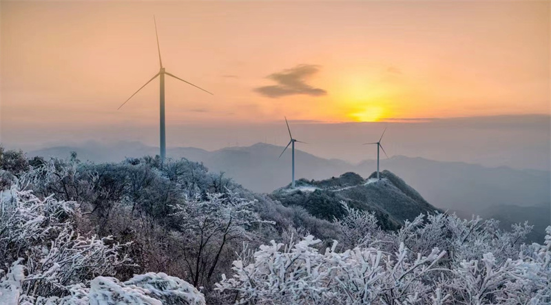 【原创】信阳新县：初春雾凇惹人醉_fororder_雪山，云海，雾凇，构成了一幅山水画 （党智华 摄）