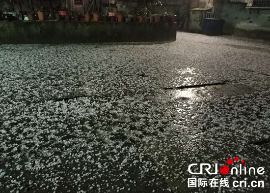 雷雨冰雹袭击贵州多地  低洼地区成“冰河”