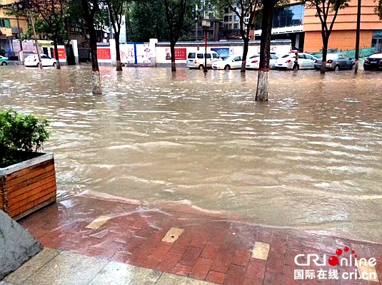 暴雨将咸阳乐育北路立交桥淹没