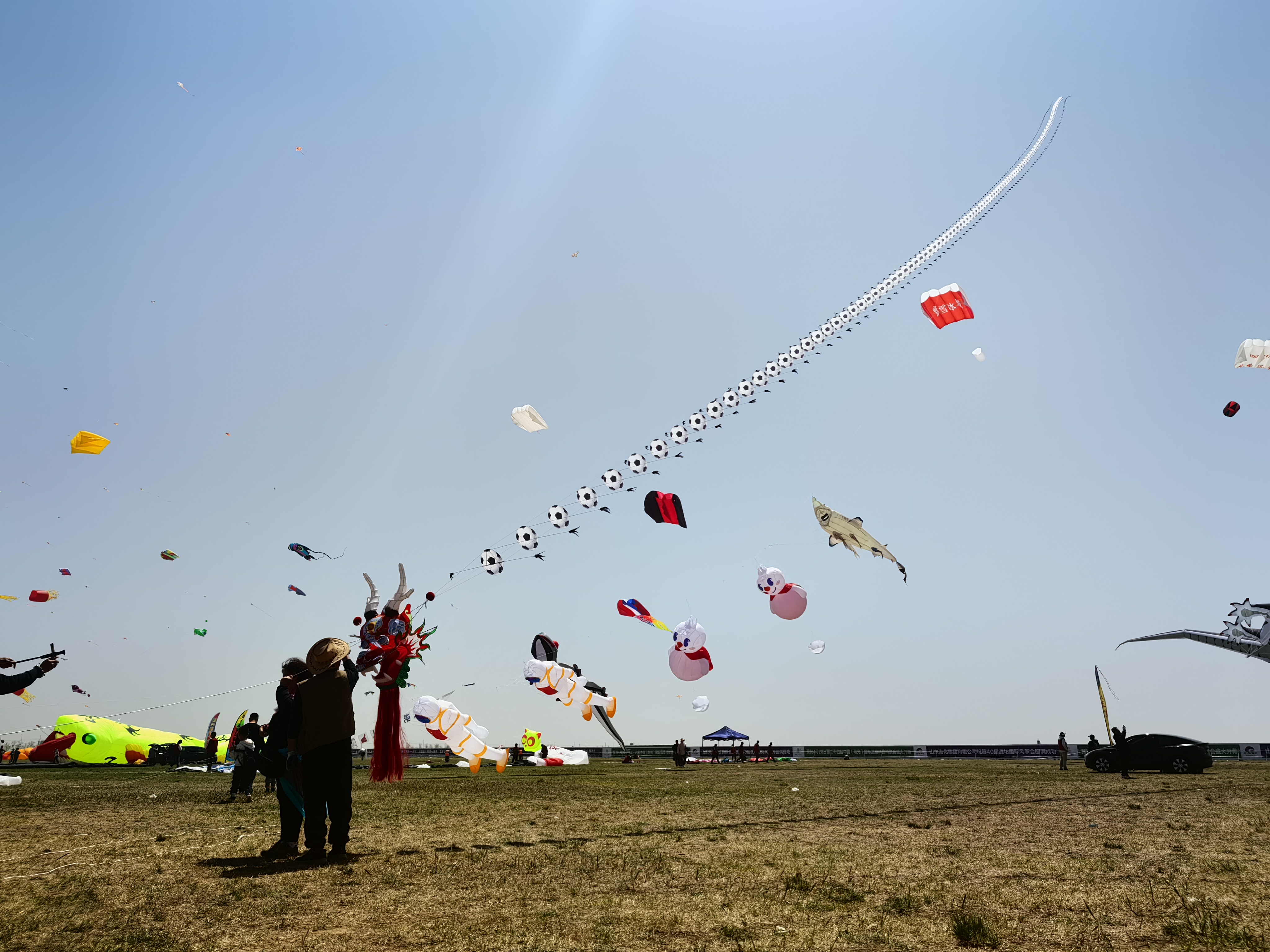 【原创】山东潍坊:漫天纸鸢舞长空_fororder_6长达86米的龙头串风筝正