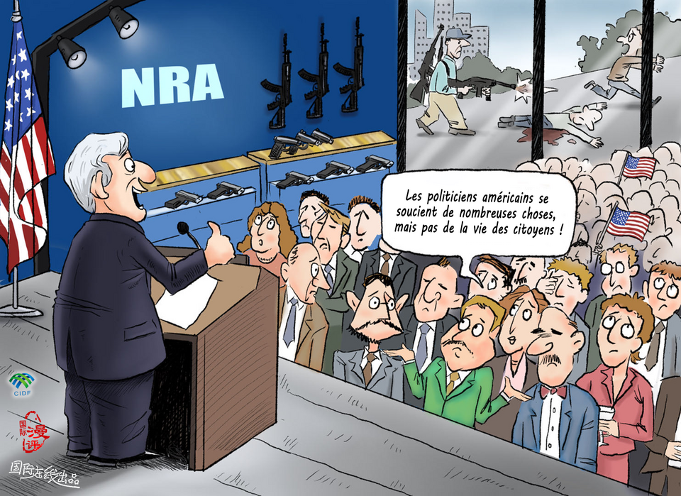 【Actualité en caricatures】Les politiciens américains se soucient de nombreuses choses, mais pas de la vie des citoyens_fororder_NRA(fa）