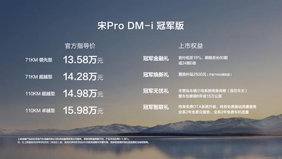 油电同价 颠覆燃油 宋Pro DM-i冠军版71KM起步 13.58万元起_fororder_image001