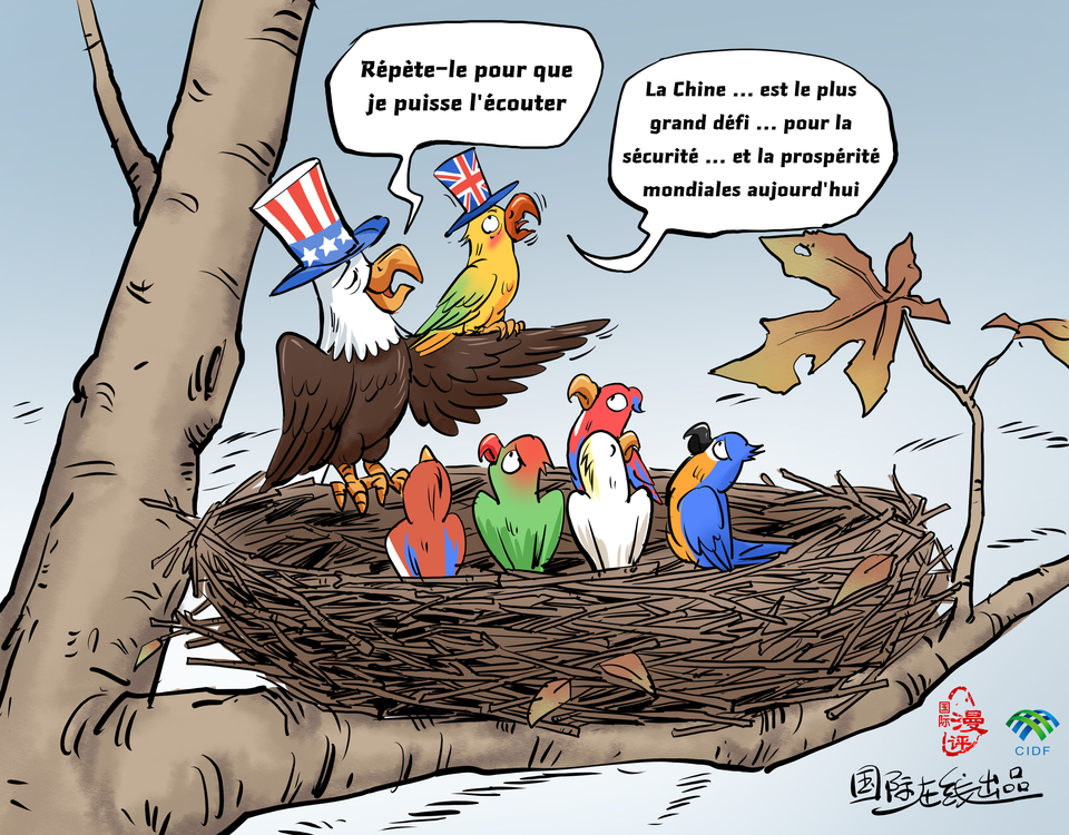 【Actualité en caricatures】« Perroquet anglais » qui répète_fororder_法语