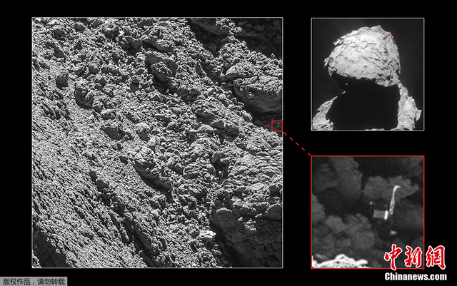 罗塞塔号找到失踪登陆器菲莱 被卡在彗星裂缝中