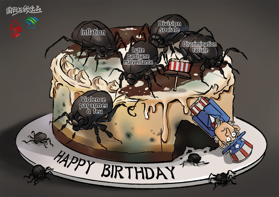 【Actualité en caricatures】« Quel anniversaire désastreux !»_fororder_山姆的生日(法)