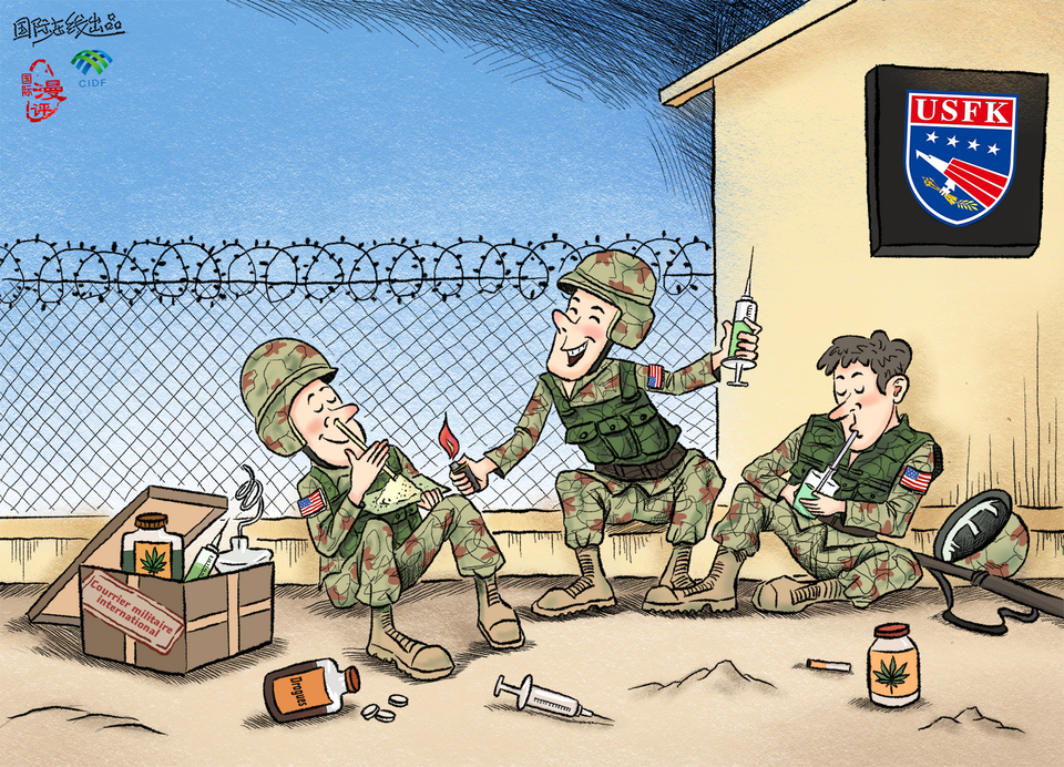 【Actualité en caricatures】Où qu'ils soient stationnés, les drogues les suivent_fororder_吸毒（fa）