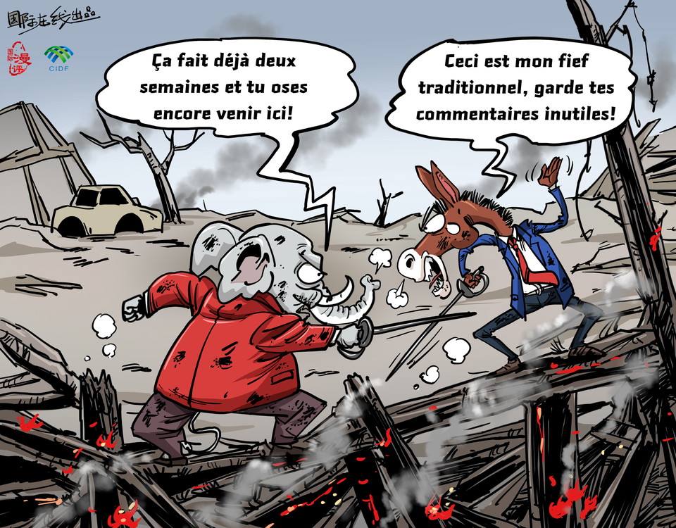 【Actualité en caricatures】Pas pressés pour les secours, mais très actifs dans les querelles partisanes_fororder_法语