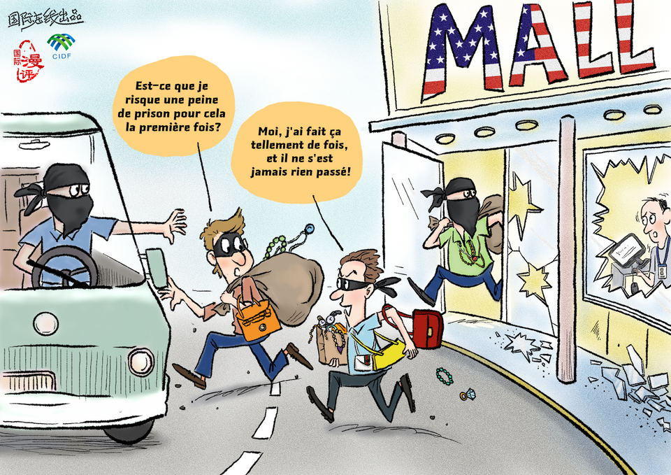 【Actualité en caricatures】Le "zéro dollar shopping" à l'américaine ne peut tout simplement pas s'arrêter!_fororder_零元购(法)