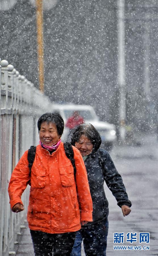 北京：燕山脚下春雪飘