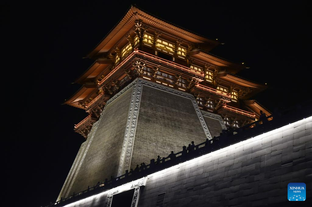 Night view of Yingtianmen site museum in Luoyang