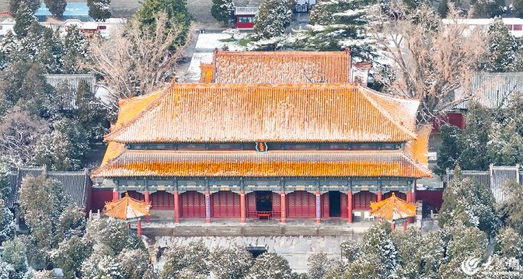 山东泰安：红墙白雪 步步皆景 雪后岱庙尽显别样美