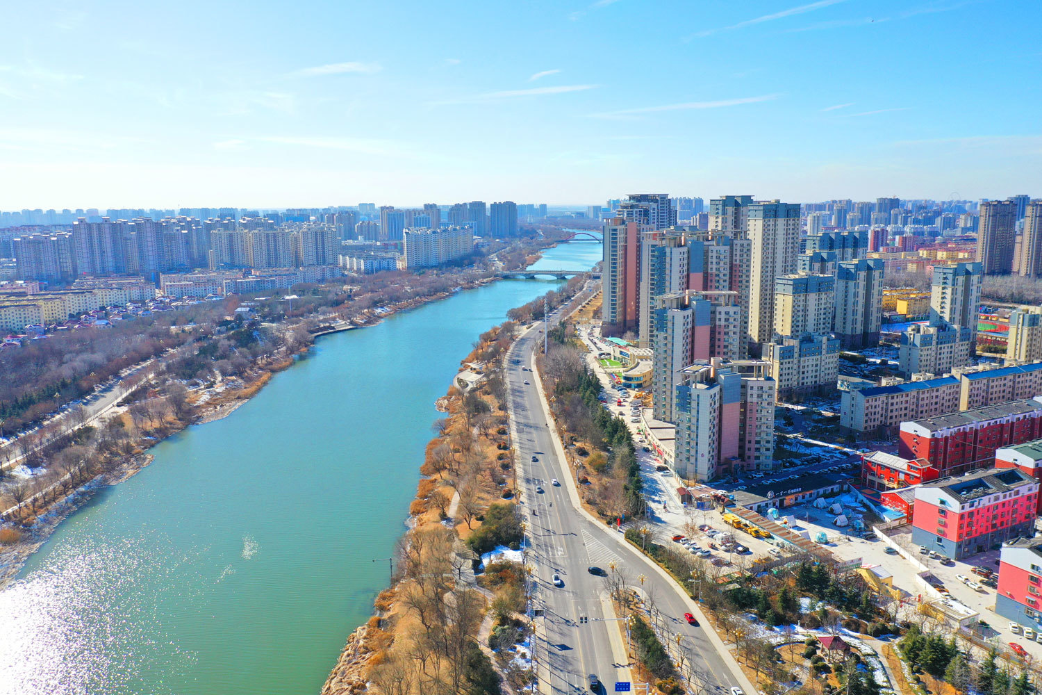 山东聊城：水城寒冬景色新