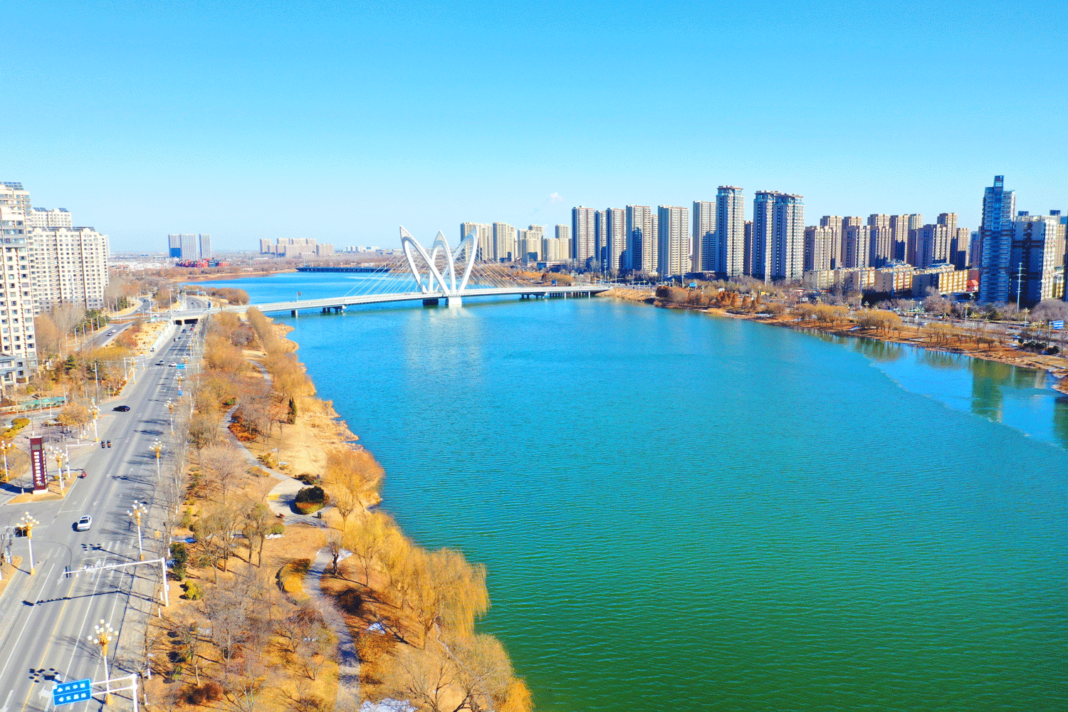 山东聊城：水城寒冬景色新