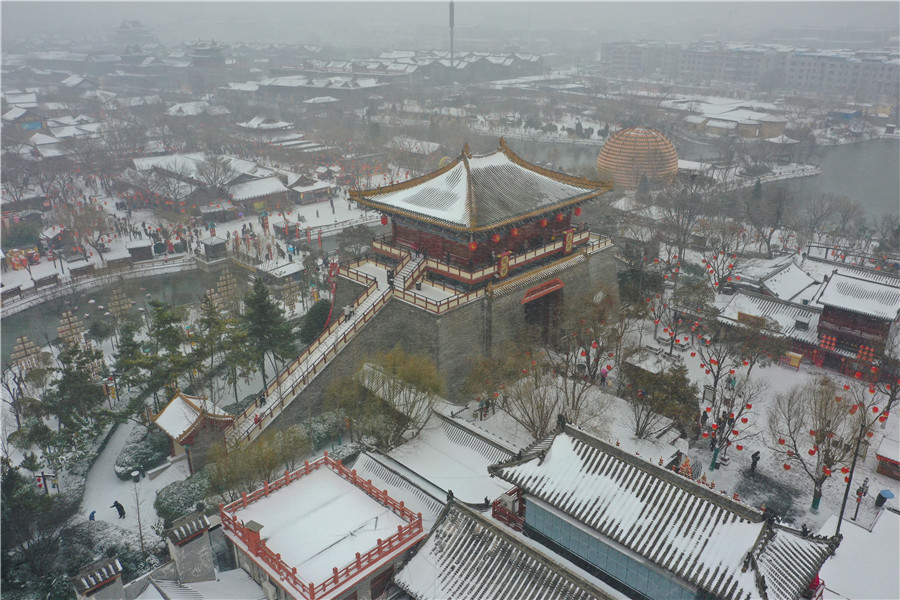 河南开封：雪落古城景如画_fororder_514637