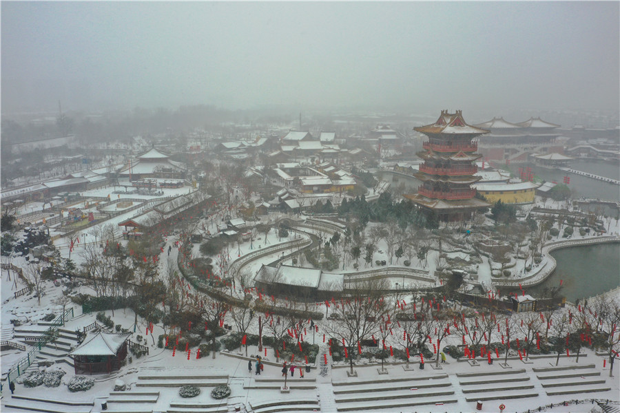 河南开封：雪落古城景如画_fororder_514636