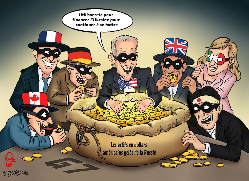 【Actualité en caricatures】 “Gang des sept voleurs”_fororder_G7(法）