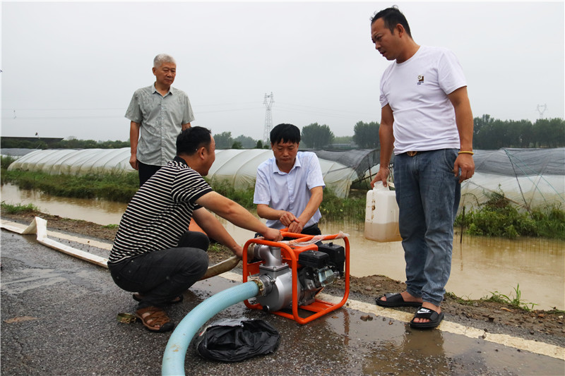 南阳市卧龙区：全力以赴做好汛情处置和排涝救援工作_fororder_当地干部群众在潦河镇排除田间积水 摄影 王小军.JPG