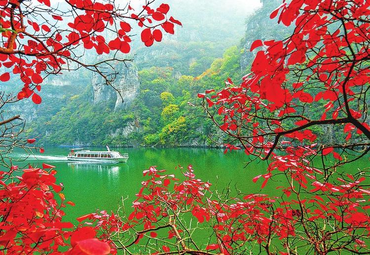 焦作青天河景区：碧水映红叶 青林点白云