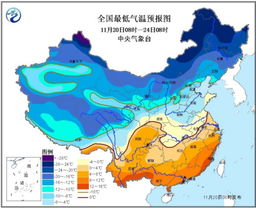 寒潮来袭中东部大部地区将大幅降温 局地降温超16℃