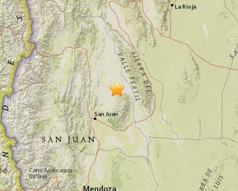 阿根廷中西部发生5.4级地震 震源深度10公里