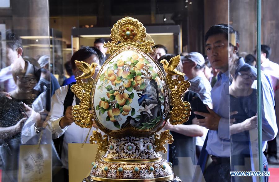 Cloisonne artworks exhibited at Cloisonne Art Museum of China in Beijing