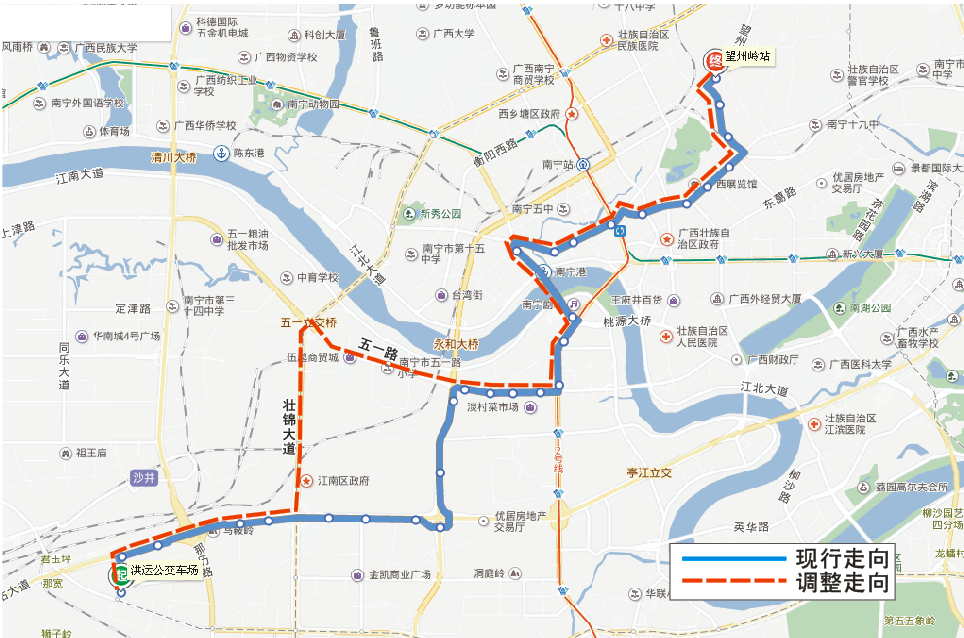 【唐已审】【供稿】南宁市B5路、15路等4条公交线路调整