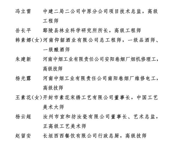 【河南在线-文字列表】【移动端-文字列表】 河南30名“中原大工匠” 50个“创新工作室”受表彰