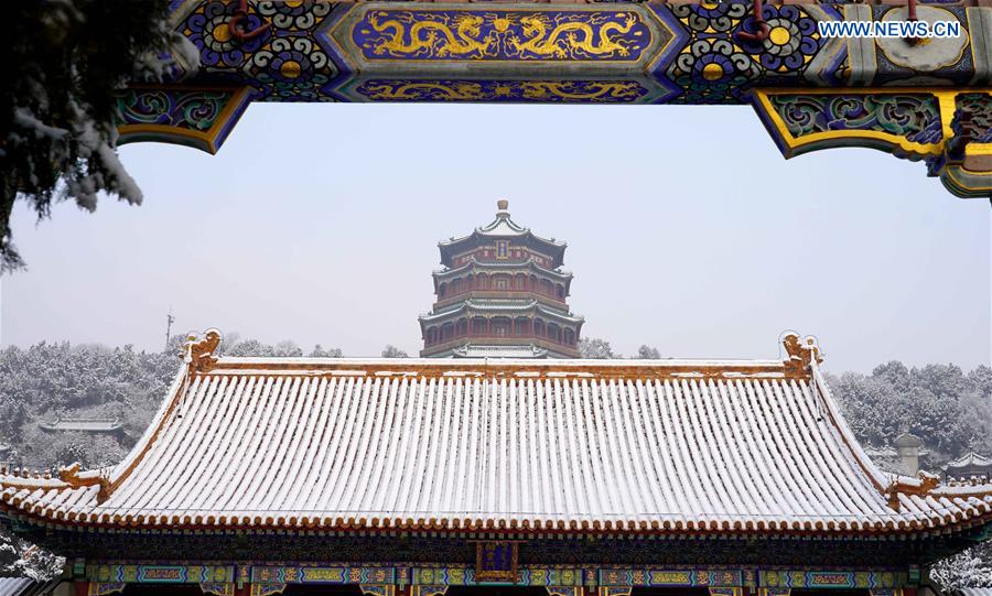 Snow scenery of Summer Palace in Beijing