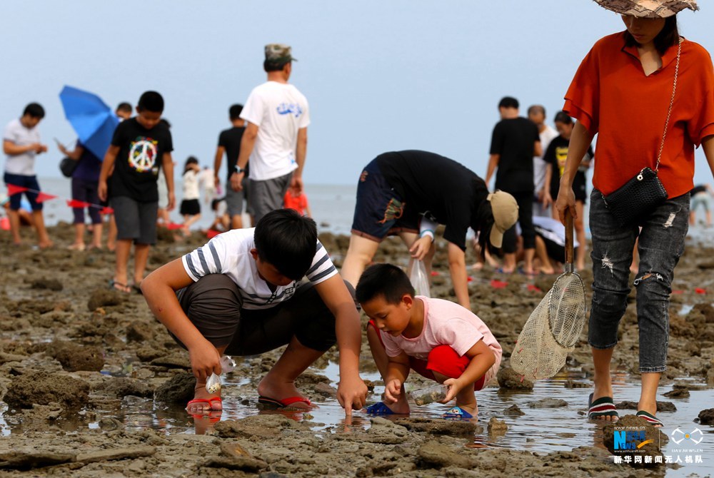 航拍海南潭门“赶海”节