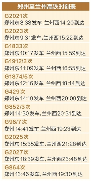 【头条列表】郑兰高铁昨日开通 最快4小时42分到达兰州