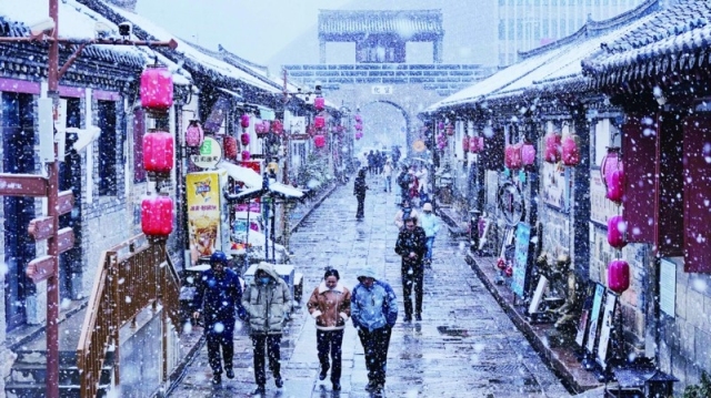 山东烟台：一场雪后的诗情画意