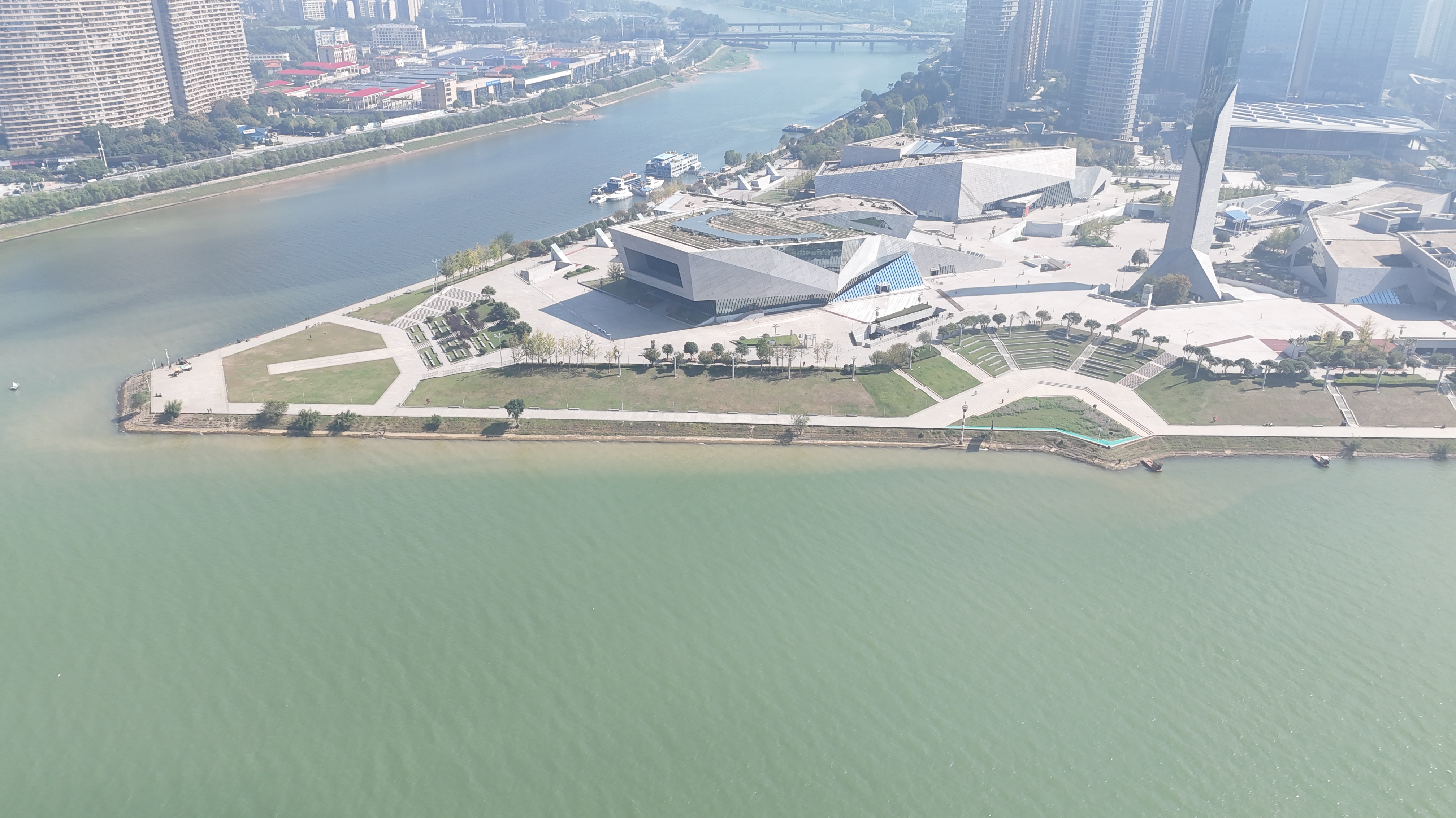 组图|航拍湘江 秋日江面别有一番景致