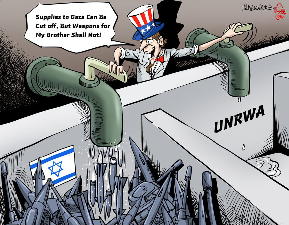 【Editorial Cartoon】Supplies to Gaza Can Be Cut off, but Weapons for My Brother Shall Not!