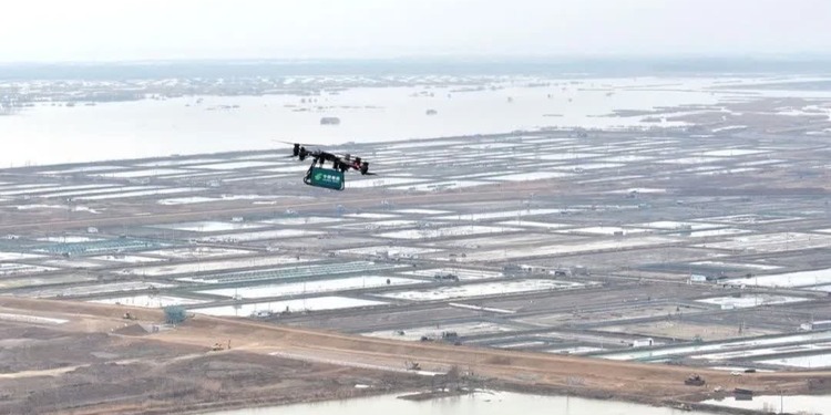 江苏首条！空中“邮递员”飞进湖中小岛